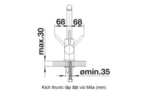 Kích thước lắp đặt vòi rửa bát Mila