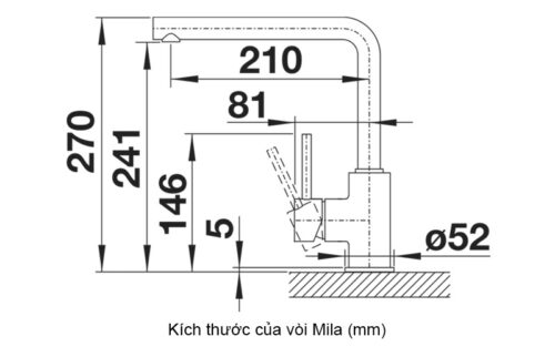 Kích thước vòi rửa bát Mila