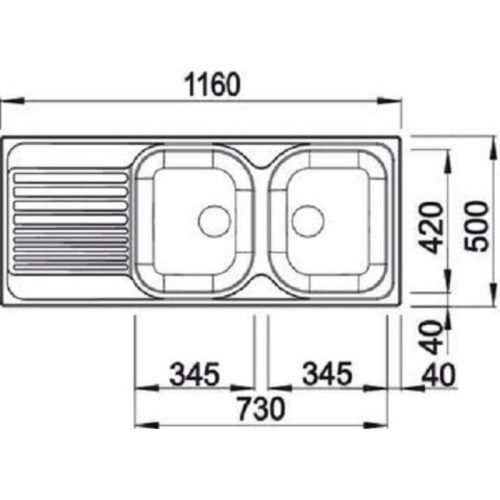 Kích thước chậu rửa bát Blanco Tipo kết cấu thép không gỉ